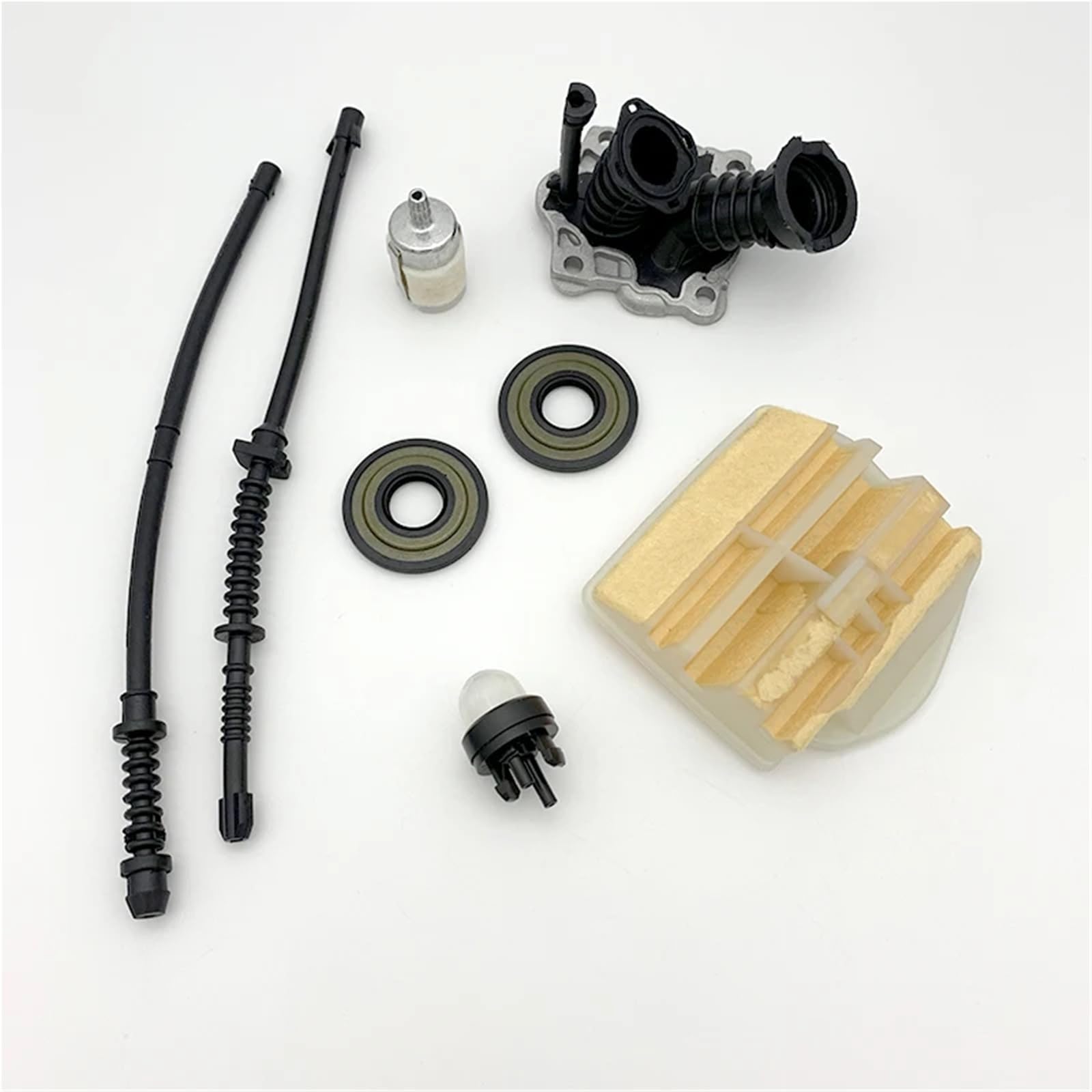 Filtro de aire, colector de admisión, línea de retorno de combustible, manguera, filtro, compatible con motosierra de gasolina HU-SQV-AR-A 450, 445 E, 450E, 445E, 544082301