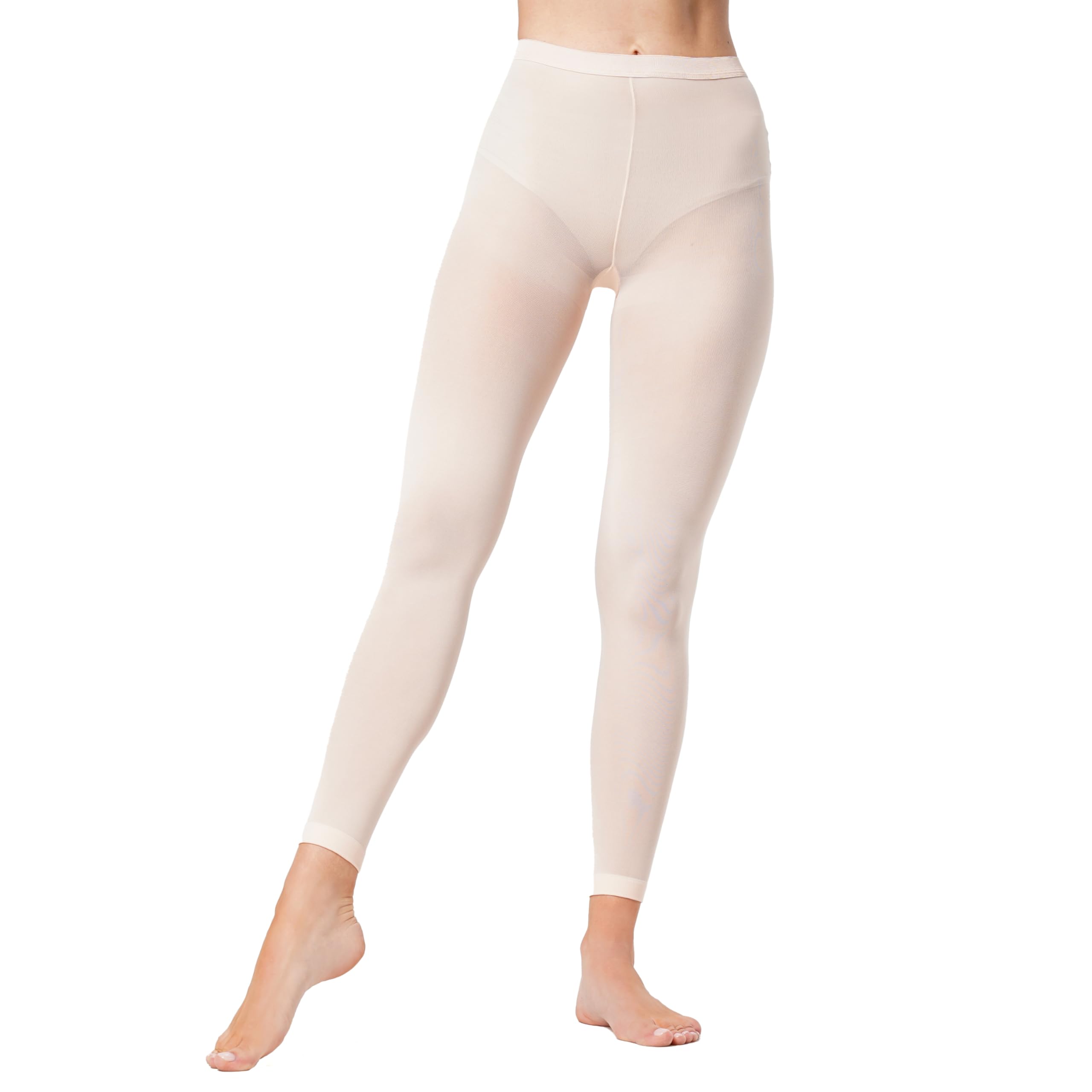 Footless White Seamless Tights 6PC White Ladies Footless Tights