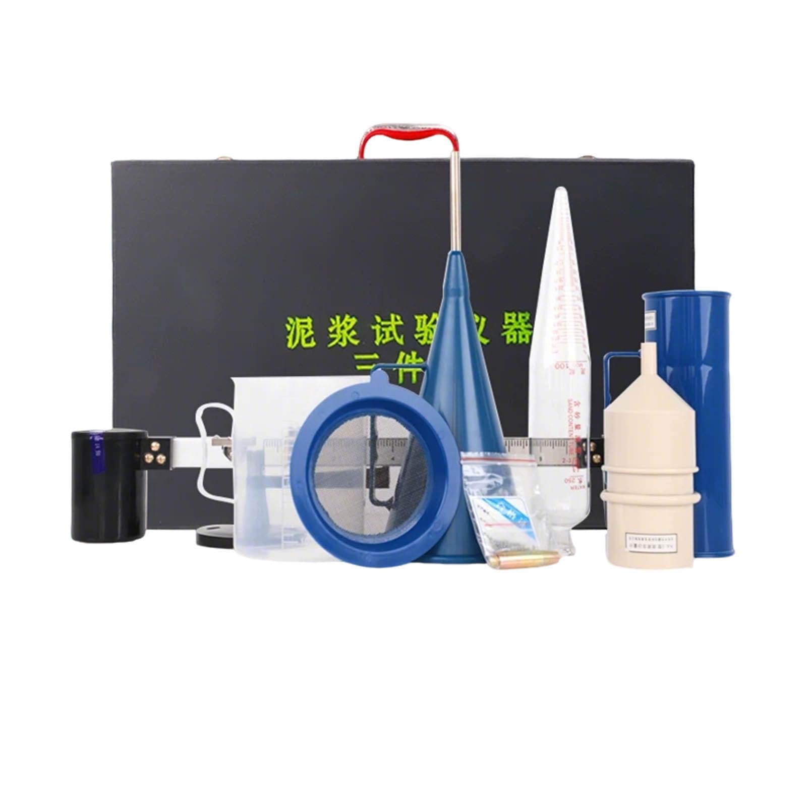 Kit Portátil para Análisis De Lodos, Analizador De Lodos De 3 Piezas, Hidrómetro, Medidor De Contenido De Arena, Viscosímetro De Lodos, Juego De Máquina De Prueba Portátil con Embudo Marsh Y