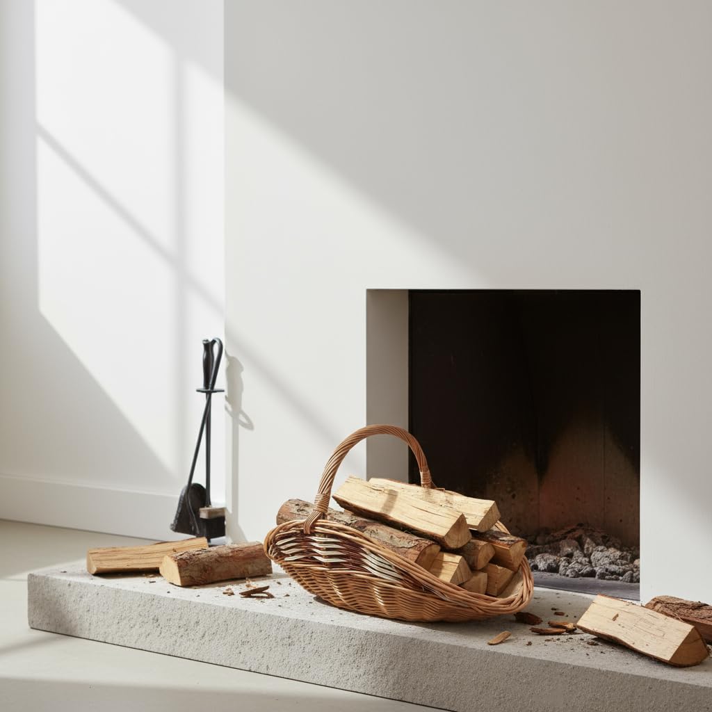 Cesto per Legna da Ardere in Vimini Con Iuta, 60 x 34 cm, Cestino per Legna