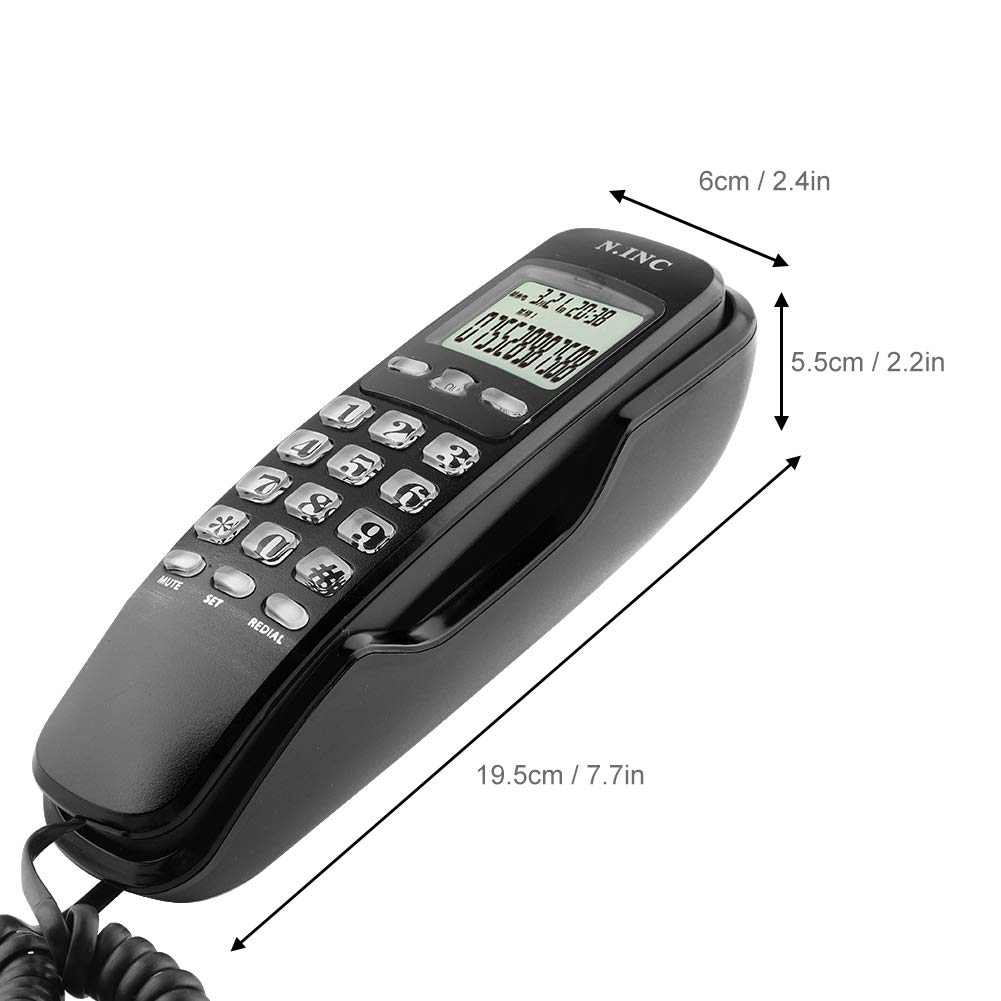 Wand Telefon eingehende Anrufer ID LCD Display Festnetz-Telefon mit Anrufbeantworter für Home Office Hotel(schwarz)