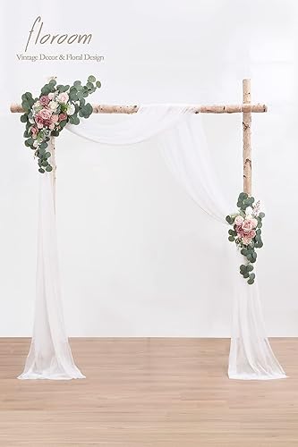 Miniatura 2 de Floroom Kit de flores de arco con cortinas (paquete de 4) 2 arreglos florales artificiales de rosas polvorientas y rubor con 2 telas drapeadas para