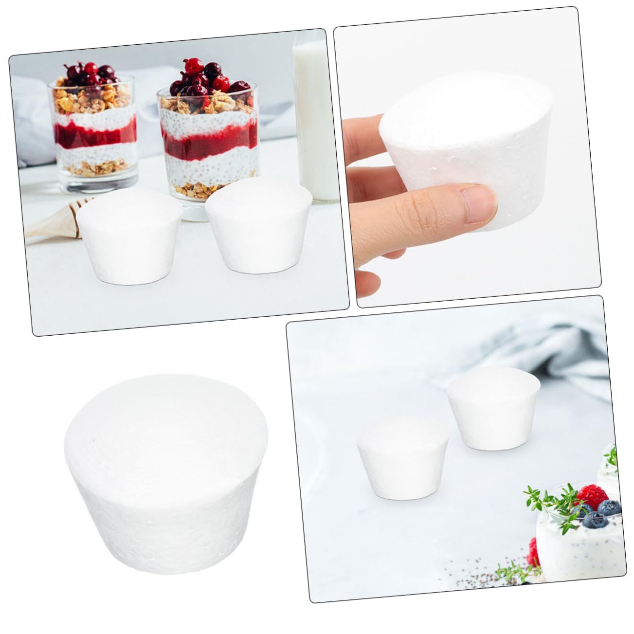 Modèle de Cupcake Simulé Dummy Cake en Mousse Blanc, 6 Pièces, Réutilisable, à Peindre, pour Décoration de Mariage et DIY