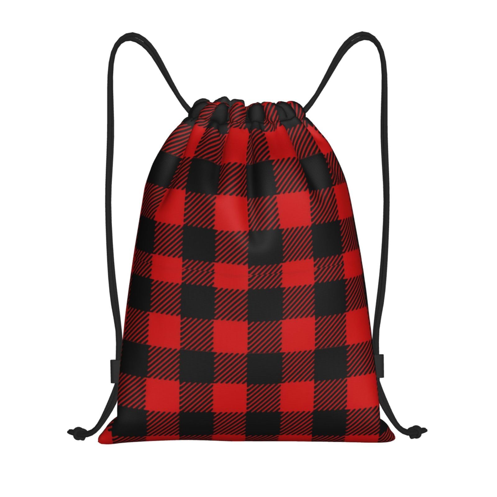 Rmqsyhfz Cute Christmas Red Plaid Snowflake Drawstring Backpack Adjustable Bags for Beach,Travel,Shopping Yoga Outdoor Bags
