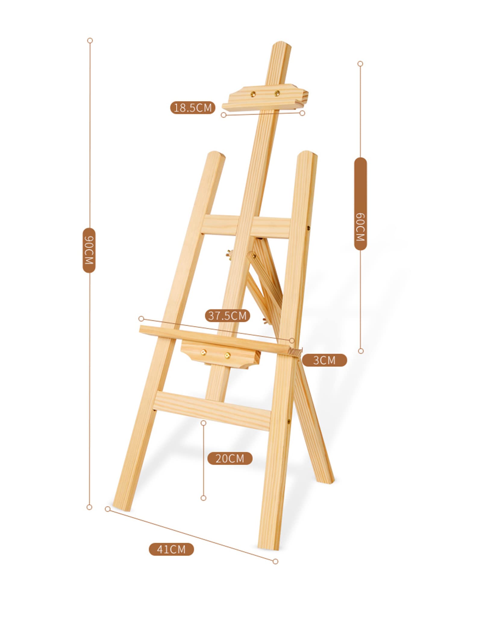 Klassische Künstlerstaffelei, 90 cm große Atelierstaffelei aus Holz mit A-Rahmen, zusammenklappbare/verstellbare Malstaffelei zum Präsentieren von Hochzeitsschildern und Postern