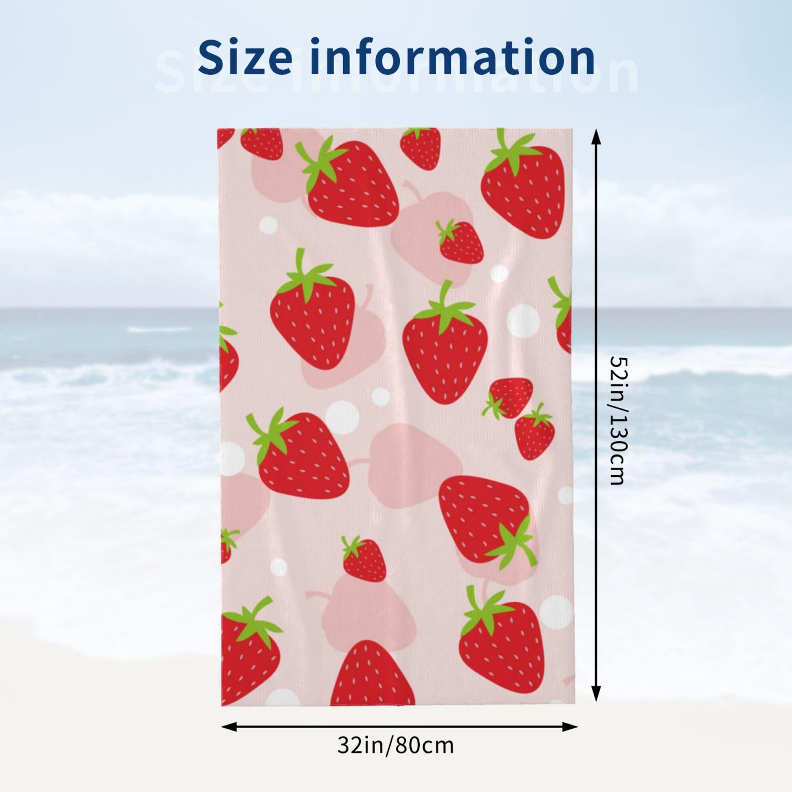 Amazon｜いちご柄 苺柄 イチゴ柄 バスタオル 大判 吸水速乾 フェイス