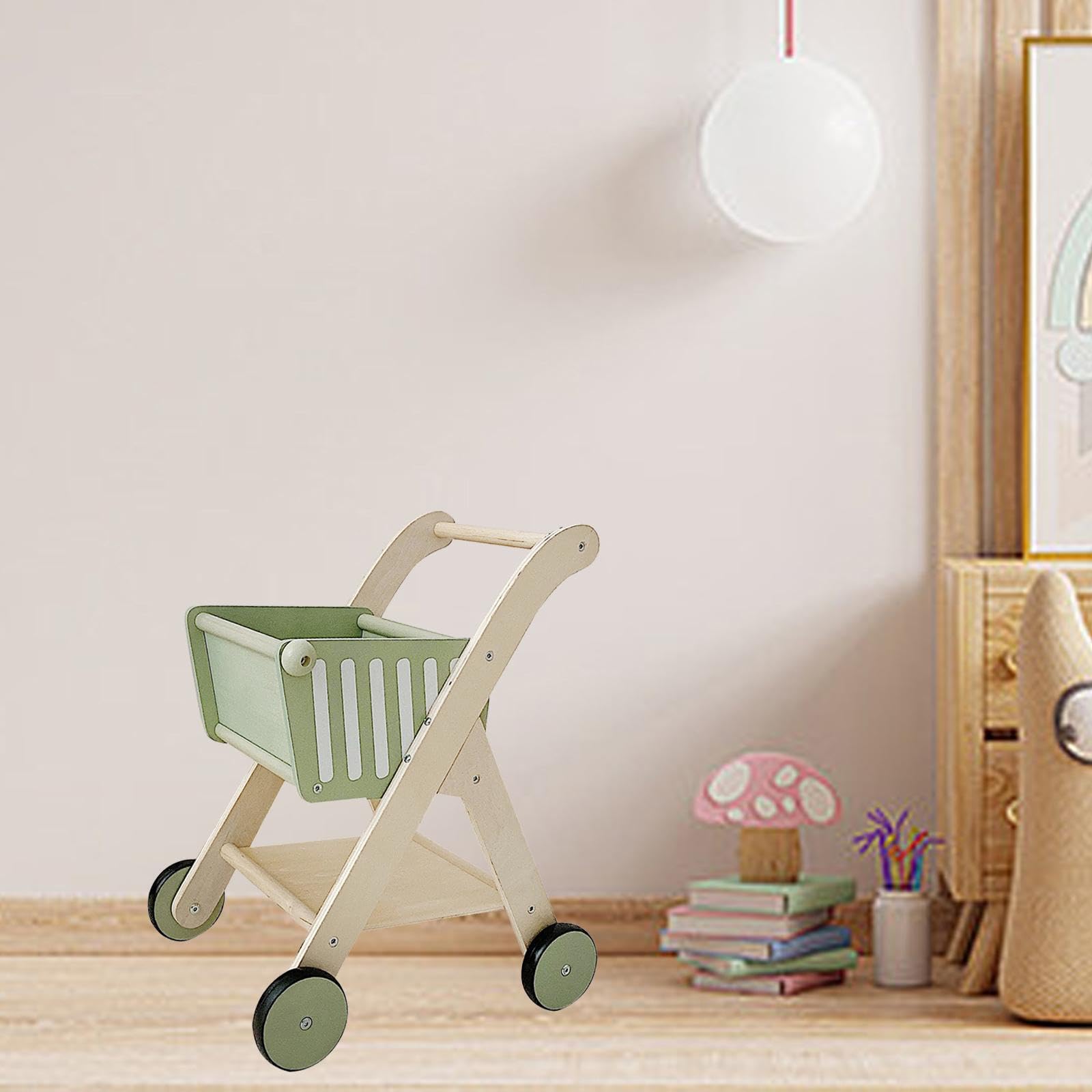 Einkaufswagen aus Holz, Spielzeug für Kinder, Spielhaus, niedlicher Einkaufswagen, Unterhaltung, tolles Geburtstagsgeschenk für Kinder,