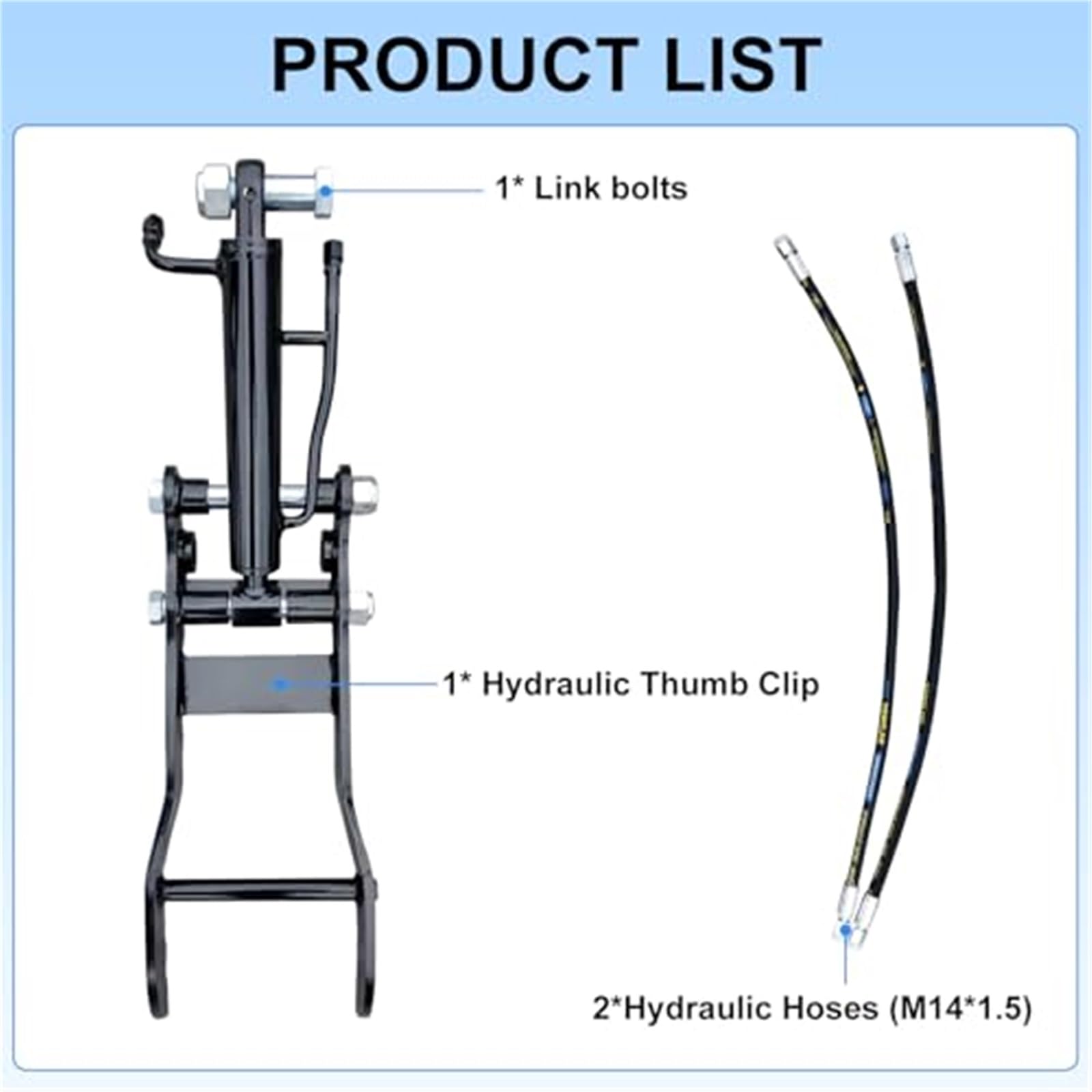 Hydrauliczny klips na kciuk, do MINI, koparek, Wszechstronny przystawka, do maszyn 0,8-1,5 tony, Zawiera 2 węże i, Pasuje do Typhona