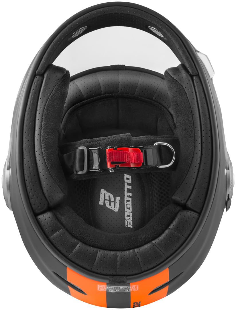 Bogotto V135 D-R2 Helm, weiß matt/rot, XL | Leicht zu wechseln