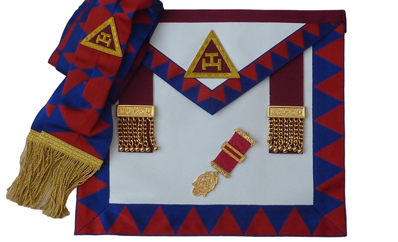 Birsppy Masonic Royal Arch Principals Lambskin Apron, Sash & Jewel
