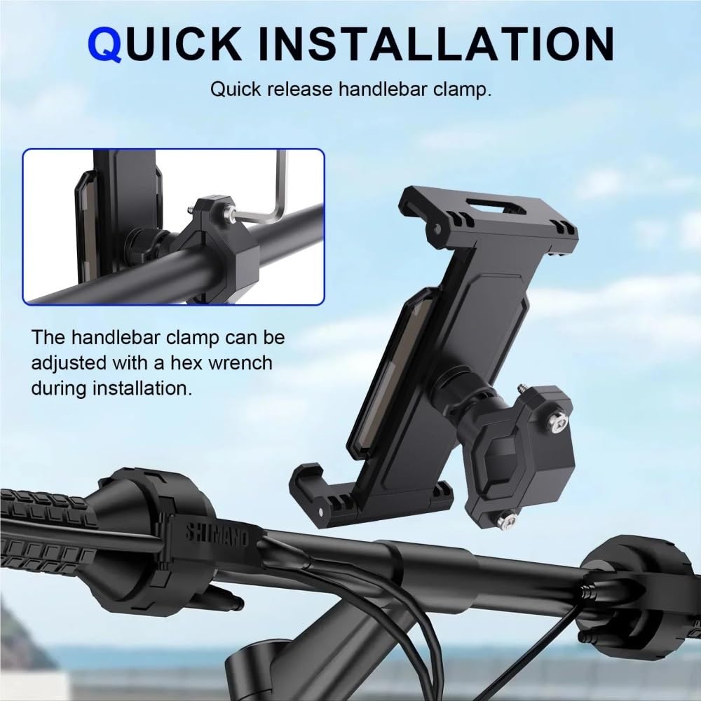 Support Universel pour Vélo Moto Tablette Monture Poussette Guidon Téléphone Extérieur De Conduite pour 4-13(Noir)