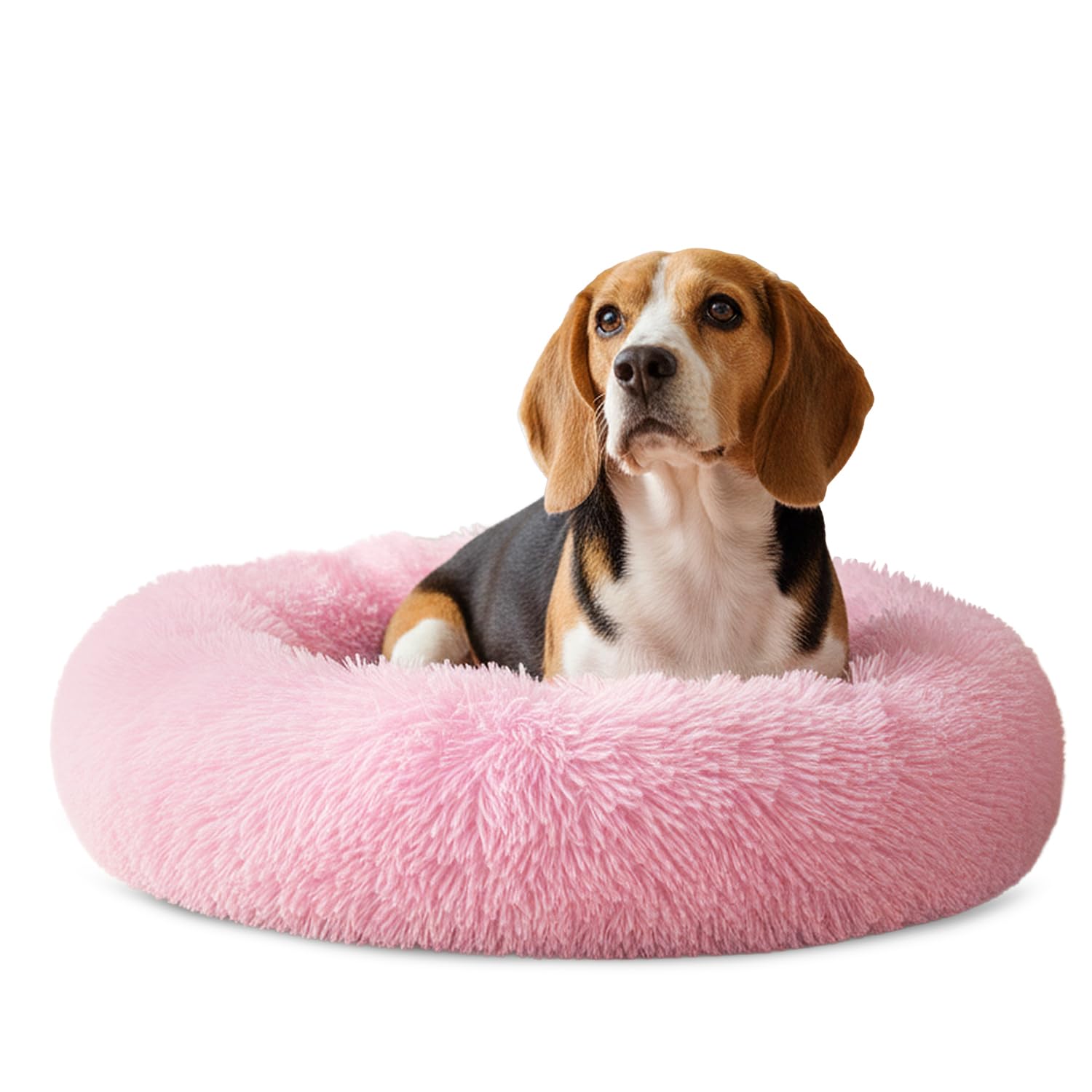PetAmi Calming Dog Bed for Small & Medium Dogs and Cats, 30 Round Donut Dog Bed, Washable Fluffy Faux Fur Puppy & Cat Bed, Anti-Anxiety Plush Cuddler