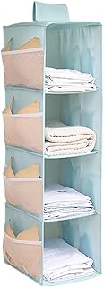 Organizador de armário, armário de armazenamento suspenso com vários compartimentos dobrável com bolsos laterais de malha para casa/RV/Camping