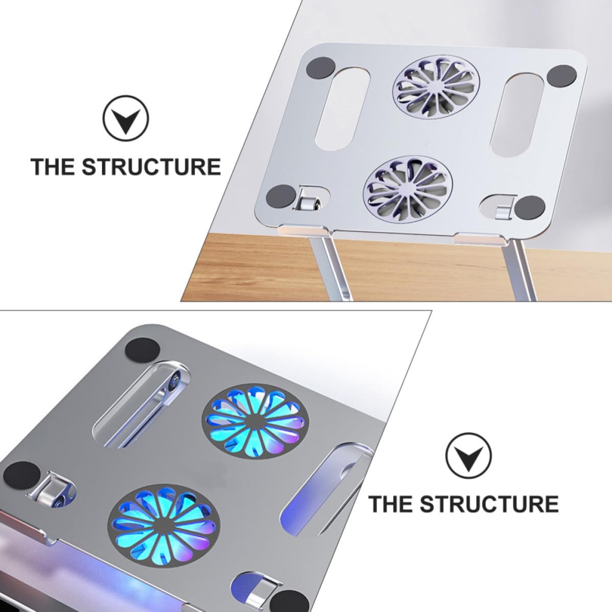 Base de Enfriamiento para Portátil con Doble Ventilador y Soporte Regulable en Aleación de Aluminio para Juegos, Adecuado para Decoración Verano y Laptops hasta 17.3 Pulgadas