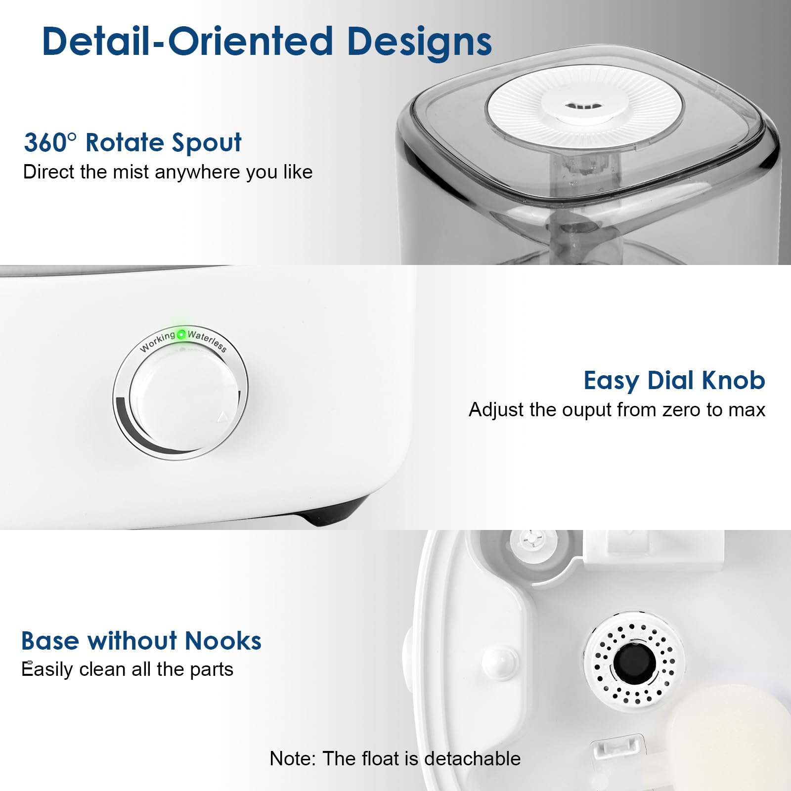 SCANTEE® 5L Luftbefeuchter für Schlafzimmer Top-Füllung Luftbefeuchter 28dB Ultraleise Ultraschall Luftbefeuchter Zuhause Ultraschall mit 360°Drehbarer Düse für Baby Pflanzen automatische Abschaltung