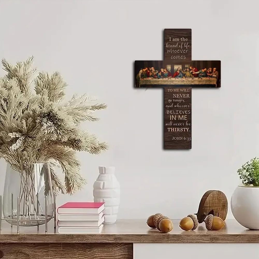 TTPSRY Dekoracyjny krzyż drewniany Ostatnia Wieczerza Inspirująca biblijna ściana religijna sztuka chrześcijańska chrześcijańskie święte pismo