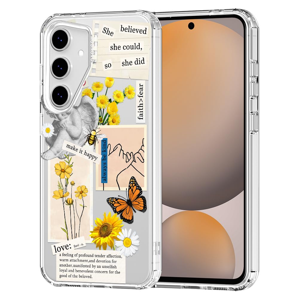 MOSNOVO Case for Samsung Galaxy S24 FE, [Buffertech 6.6ft Military-Grade Drop Protection] [Anti Peel Off Tech] Clear TPU Bumper Phone Case Cover