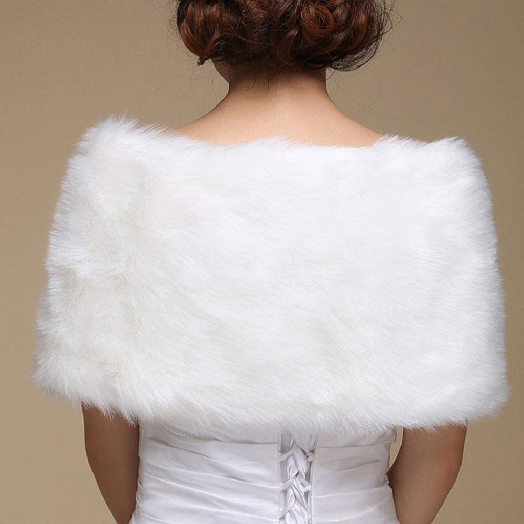 GUMEI Pashmina Chal Mujer Invierno Talla única Cálida Capa de Piel sintética Capa Abrigo de Boda Chal Nupcial Chaqueta Abrigo Cinta de satén Bowknot Encaje Encogimiento de Hombros Color sólido