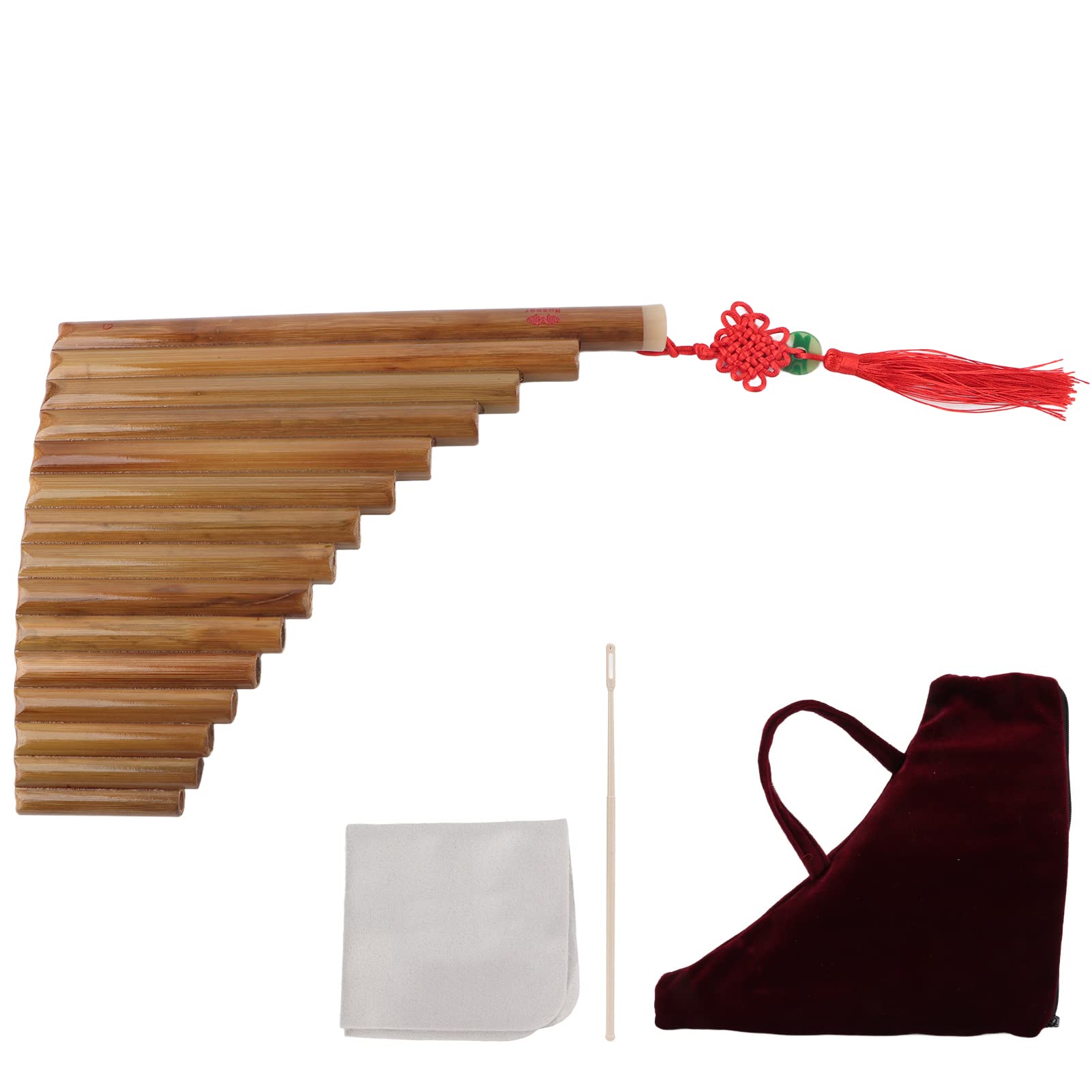 Eujgoov Pan Flute 15 Pipes Pan Flute G Tone Chinois Pan Pipe Instrument Flûte De Pan En Bambou pour Débutants