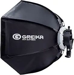 Greika| Softbox Octagonal 45cm com Montagem Bowens, Grid, 2 Difusores e Adaptador FlashGKH-45