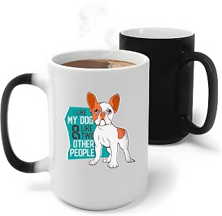 Gift for French Bulldog Dog Lovers Cartoon Design for Two People 11oz 15oz Color Changing Mug