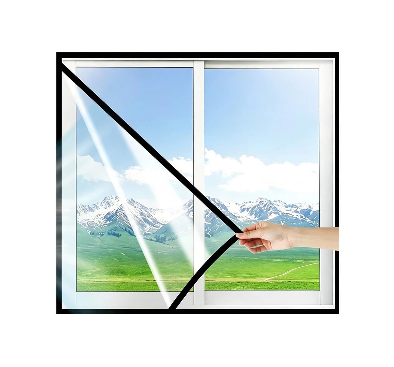 Supkancl Black 1Pc Household Curtains Transparent Windproof Air Conditioning Partition And Door And Window Decorations(,W80cm X H200cm)