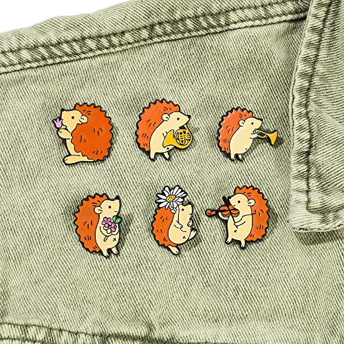 Image of feimeng jewelry Lovely Animals Enamel Pins Set, Cute Lapel Badges Brooches, Cartoon Pins Set for Backpack Clothes Hats Funny Pins and Button Jewelry Accessories (6Pcs Hedgehogs)