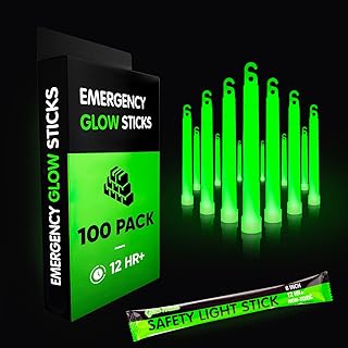 6" Industrial Grade Glow Sticks, Ultra Bright Emergency Light Sticks with +12 Hours Duration