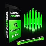 100 Ultra Bright Emergency Glow Sticks - Individually Wrapped Long Lasting Industrial Grade Glowsticks for Survival Gear, Camping Lights, Power Outages and Military Use (Green)