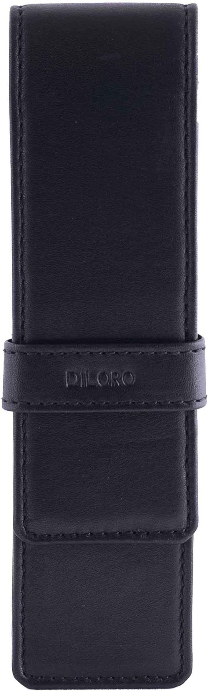 Pen Pencil Case by DiLoro Italy Genuine Leather Double Pen Holder