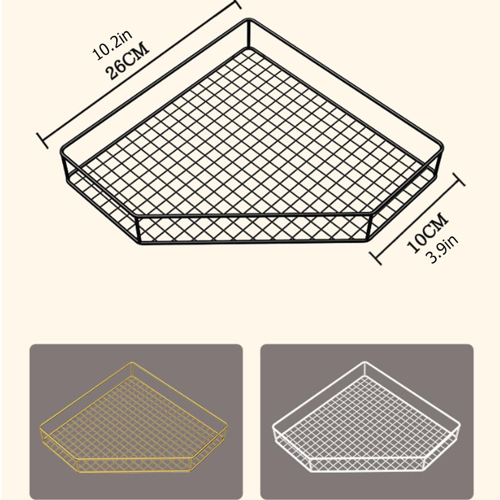 Mensola Doccia Senza Trapano in Metallo, mensola angolare da Parete a Triangolo, organizzatore per Bagno per Cosmetici e Prodotti di Cura, mensola per Bagno, Cucina, Toilette,Nero