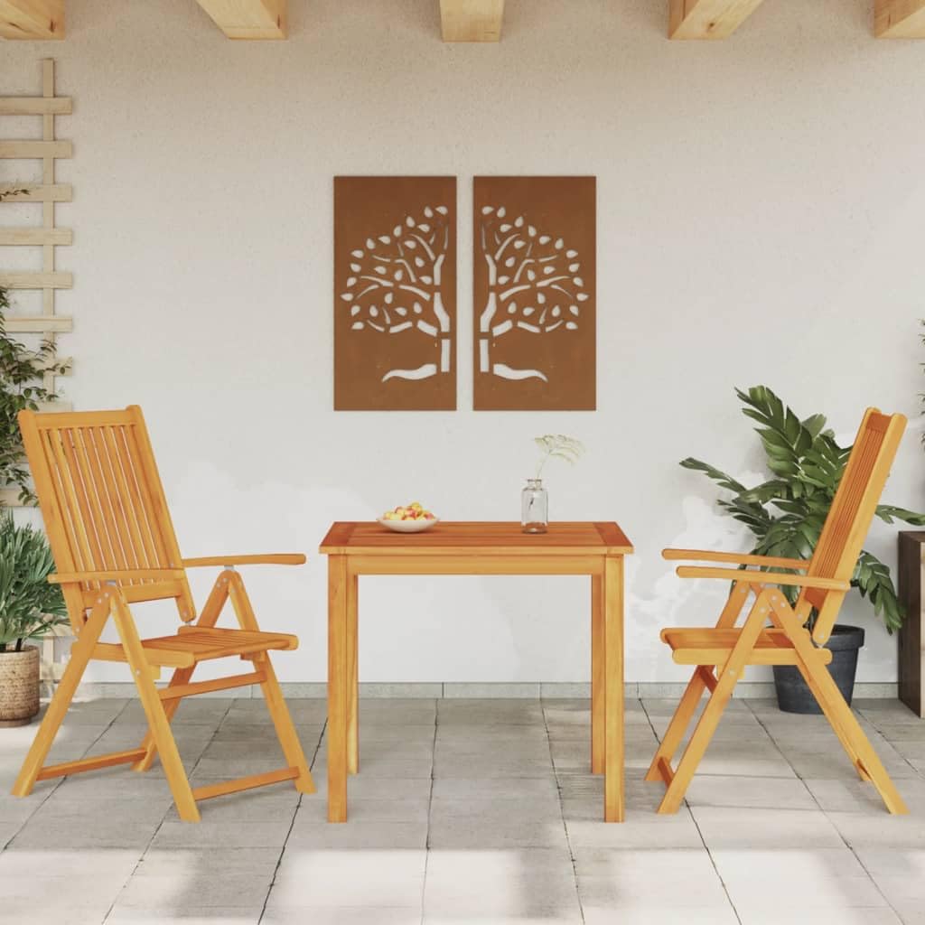 Salon de jardin en acacia massif résistant aux intempéries avec table carrée et chaises en bois durable