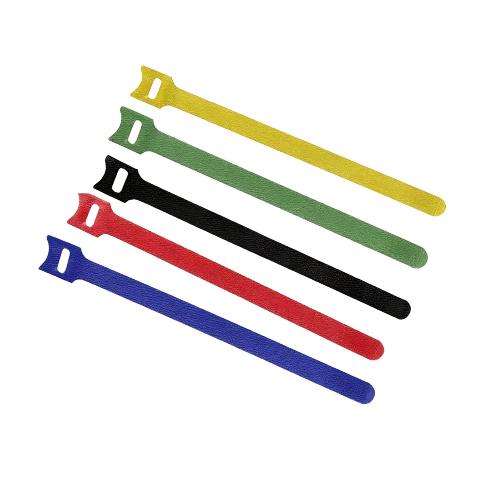 50 Pack Reusable Cable Ties, 8 Inch Adjustable Hook and Loop Cable Straps, 5 Colors Cord Organizer for PC, TV, Desk, Office, Gaming Setup - Durable Wire Management Ties with Secure Eyelet