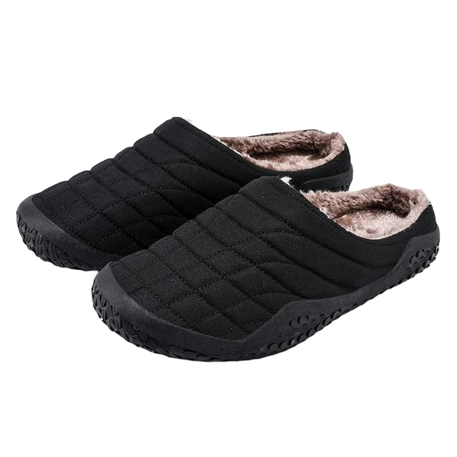 ZONTO Ciabatte Pantofole Da Uomo Calde Invernali Scarpe In Cotone Per Interni Pantofole Da Uomo Antiscivolo Per La Casa Pantofole Lunghe Da Camera Unisex-Nero-38