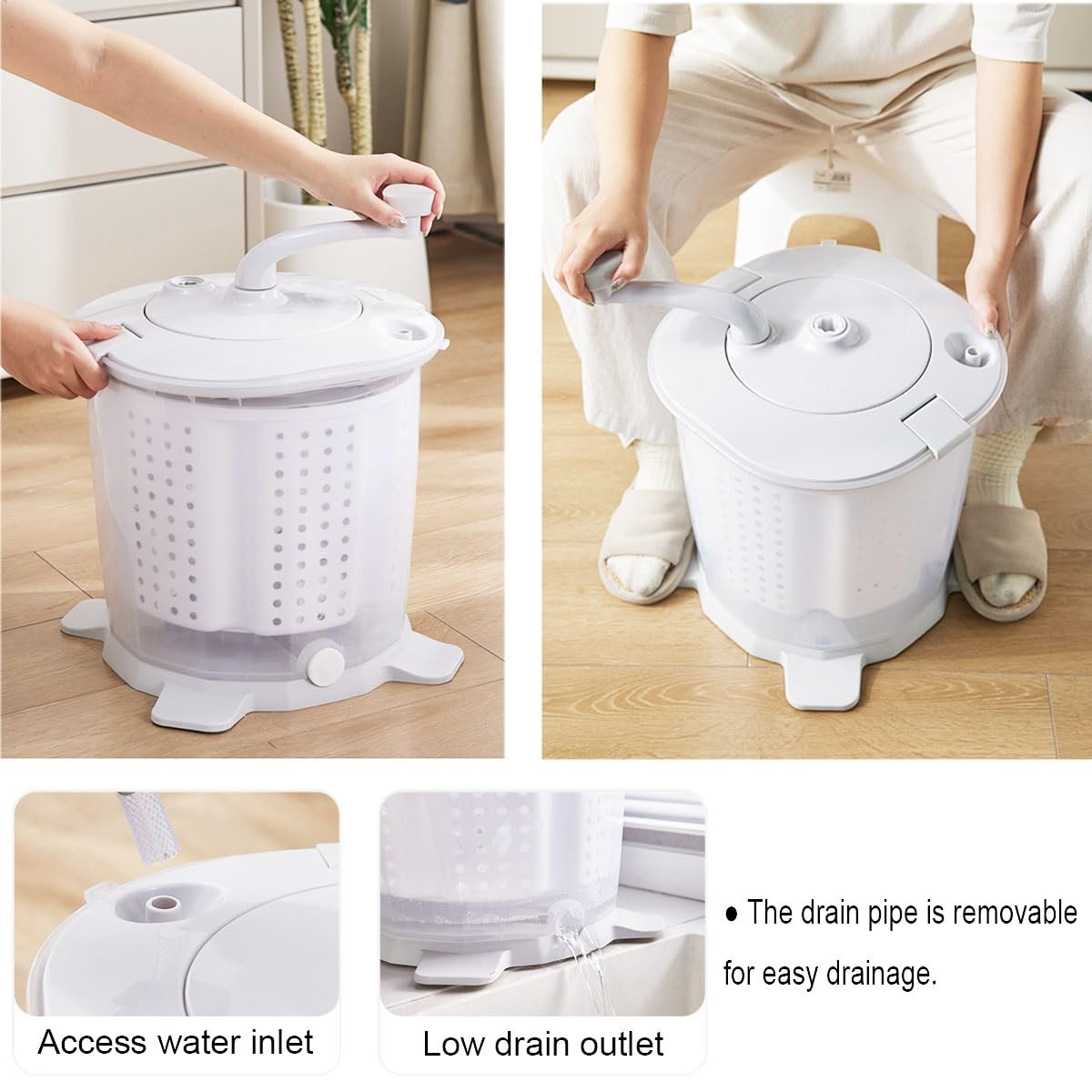 2 In 1 Lavatrice Portatile Lavatrice Manuale A Manovella 40x33cm/16x13in Lavatrice Da Campeggio Piccola Lavatrice Per Viaggi E Uso Domestico