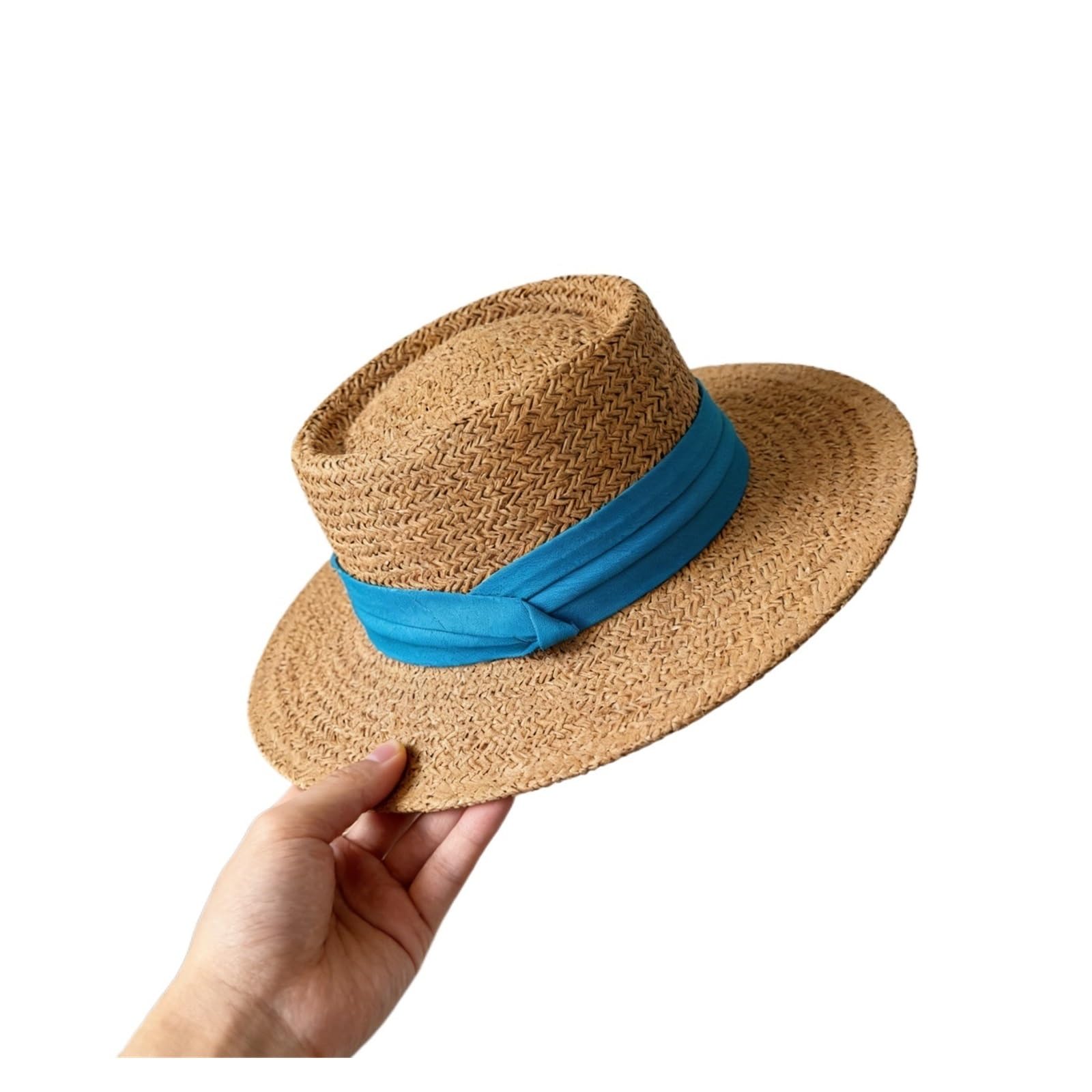 Sombrero de paja para mujer, ala ancha, protección para playa, verano, visera de moda
