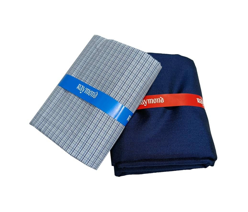 Raymond Men's Premium Polycotton Unstitched Fabric Set Striped, Checkered Pattern for Formal Shirt and Trouser, 2-Piece Collection-image-46