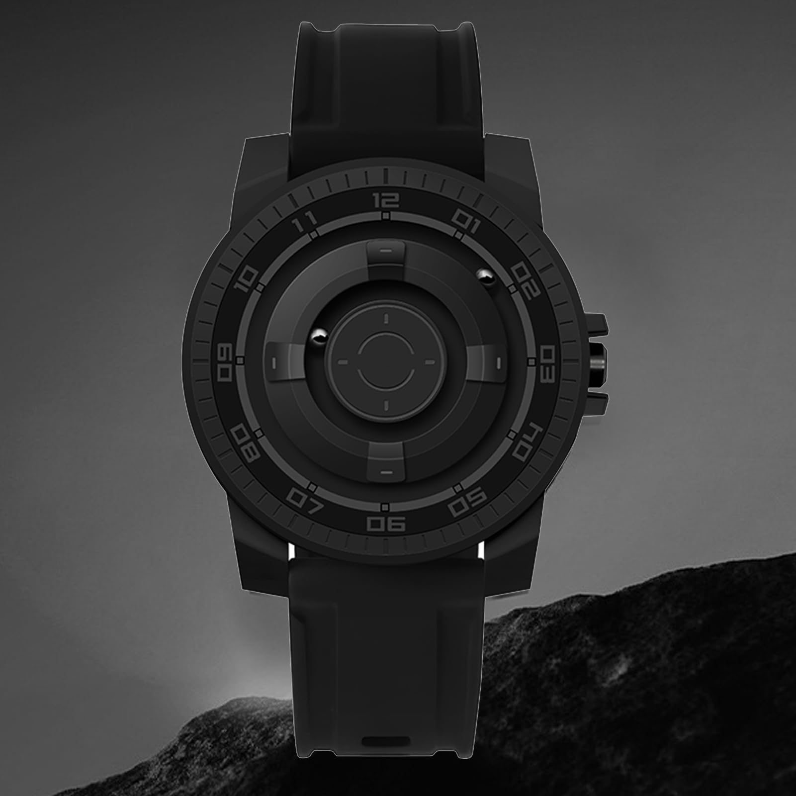 Pilipane Mataje de suspensión magnética Innovador Reloj de muñeca de Cuarzo Impermeable fría para Parejas Diseño Unisex de Concha Negra con caparazón Fuerte y Pantalla sin Espejo 41 mm
