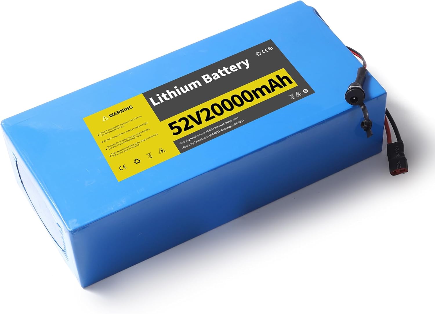 52V 20Ah Ebike Battery 1 Pack, 52V Lithium Battery for Electric Scooter, 52 Volt Electric Bicycle Replacement Battery with 2A Fast Charger, T-Plug, 30A BMS (US Stock)