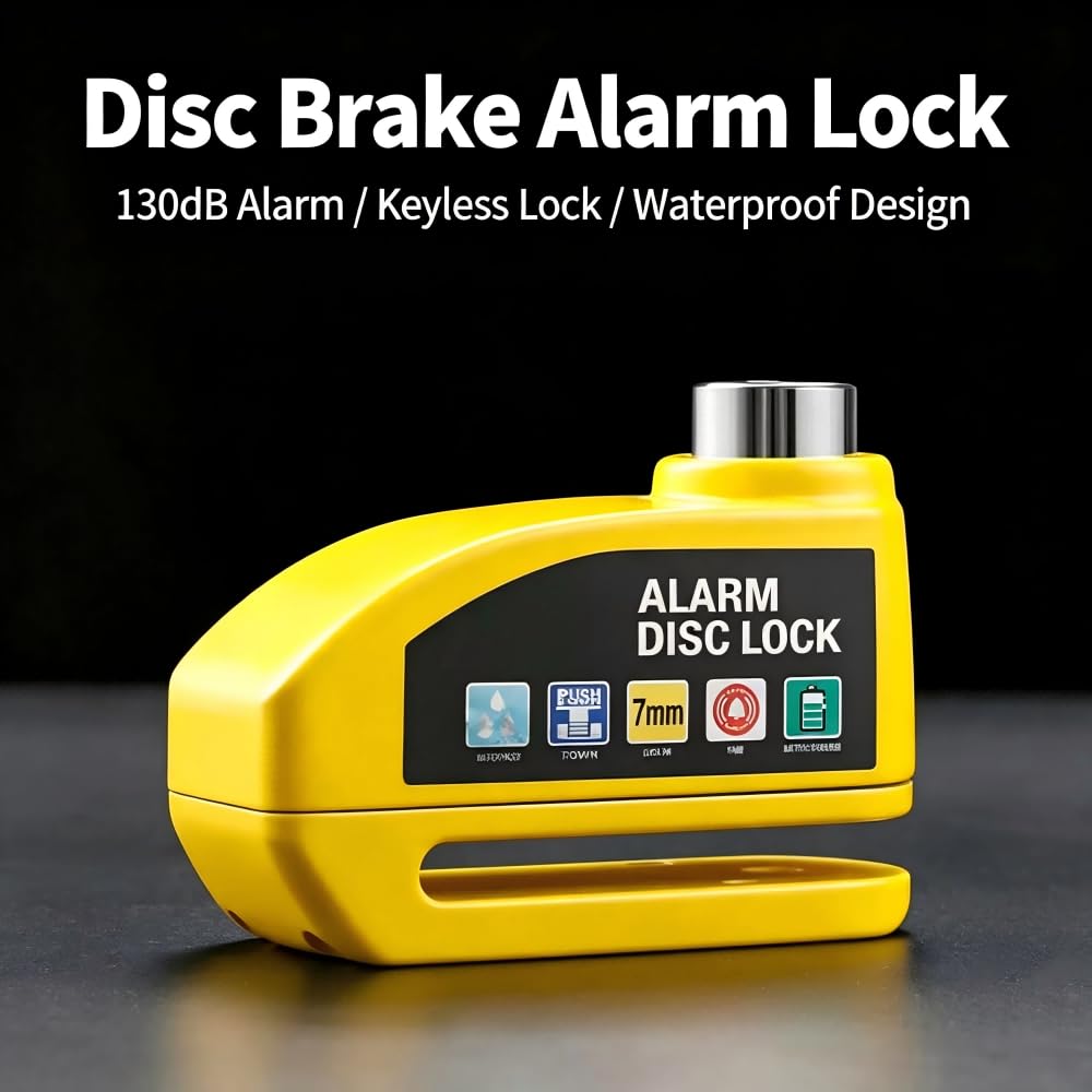 Motorradschloss Alarm für Harley Davidson Softail 1983-2024 | Alarm-Bremsscheibenschloss, 130 dB, Druckknopf-Verriegelung, Zinklegierung, wasserdicht, 7 mm Bolzen