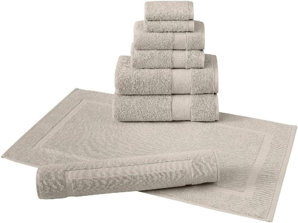 Bathroom Towel Cotton Quick Dry Bath Towel Square Towel Bath Mat Set of 8