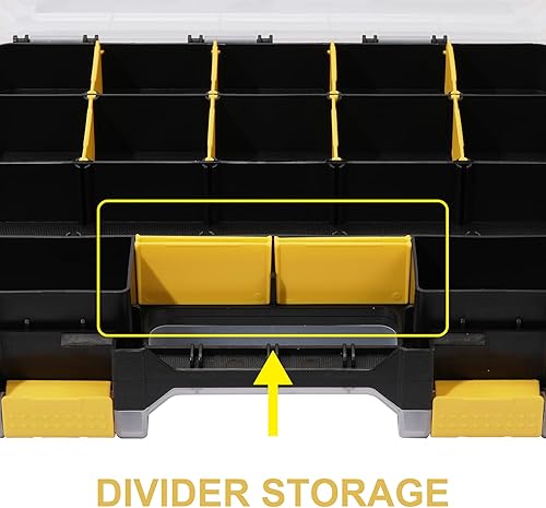 Miniatura 7 de Mayouko Organizador de herramientas de doble cara, divisores de plástico extraíbles personalizables, almacenamiento de caja de hardware, organizador