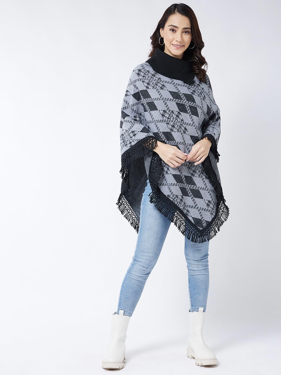 Pivl Wool Blend Poncho-Grey Mix - Image 2 thumbnail