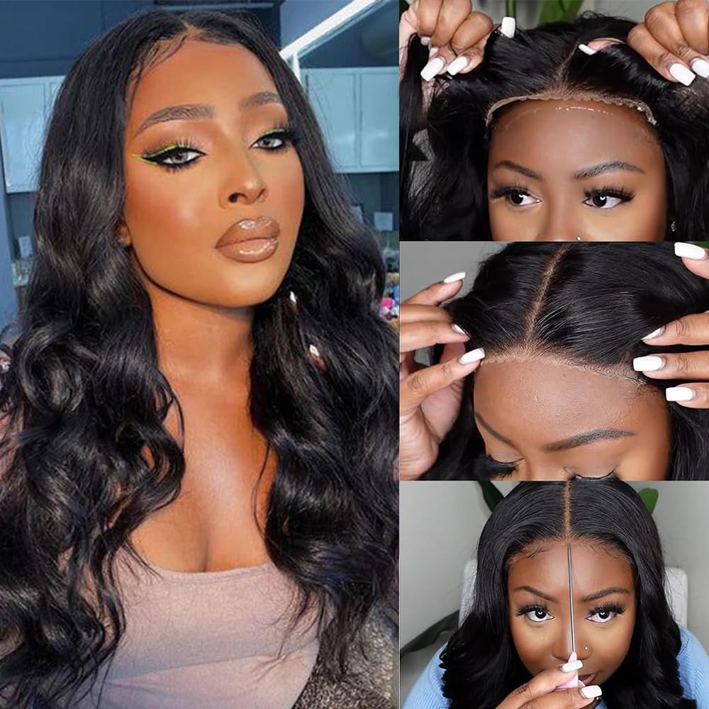 FASCARA 5x5 HD Transparent Lace Closure Wigs Human Hair Body Wave Lace Frontal Wigs for Women 180% Density 9A Glueless Wigs Pre Plucked with Baby Hair