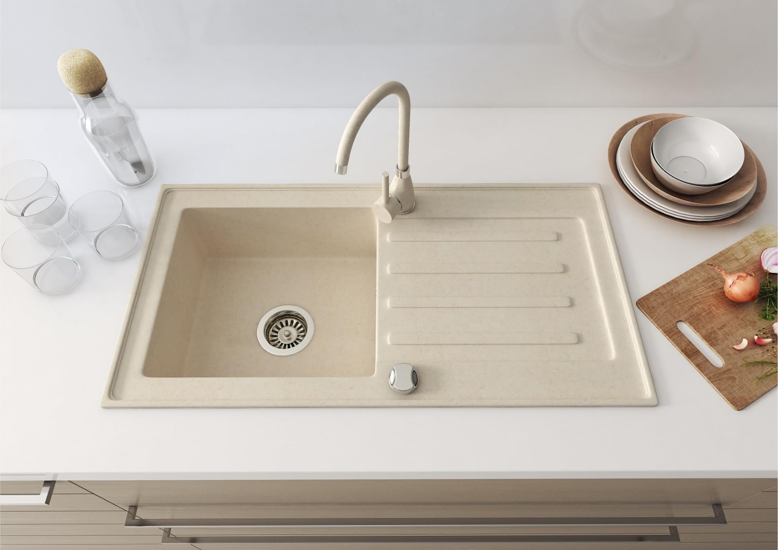 Faizee Möbel Granitspüle »Granit Spüle Einbausp Produktbild-Vorschau 4