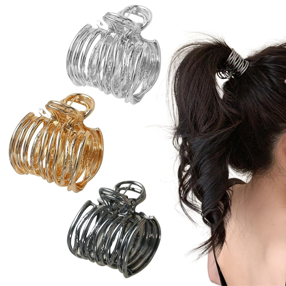 GNALIA 3 Pinzas Para Pelo Tamaño Mediano Pinzas Para Garras De Pelo Para Mujer Horquilla Antideslizante Para Cabello Grueso Y Fino
