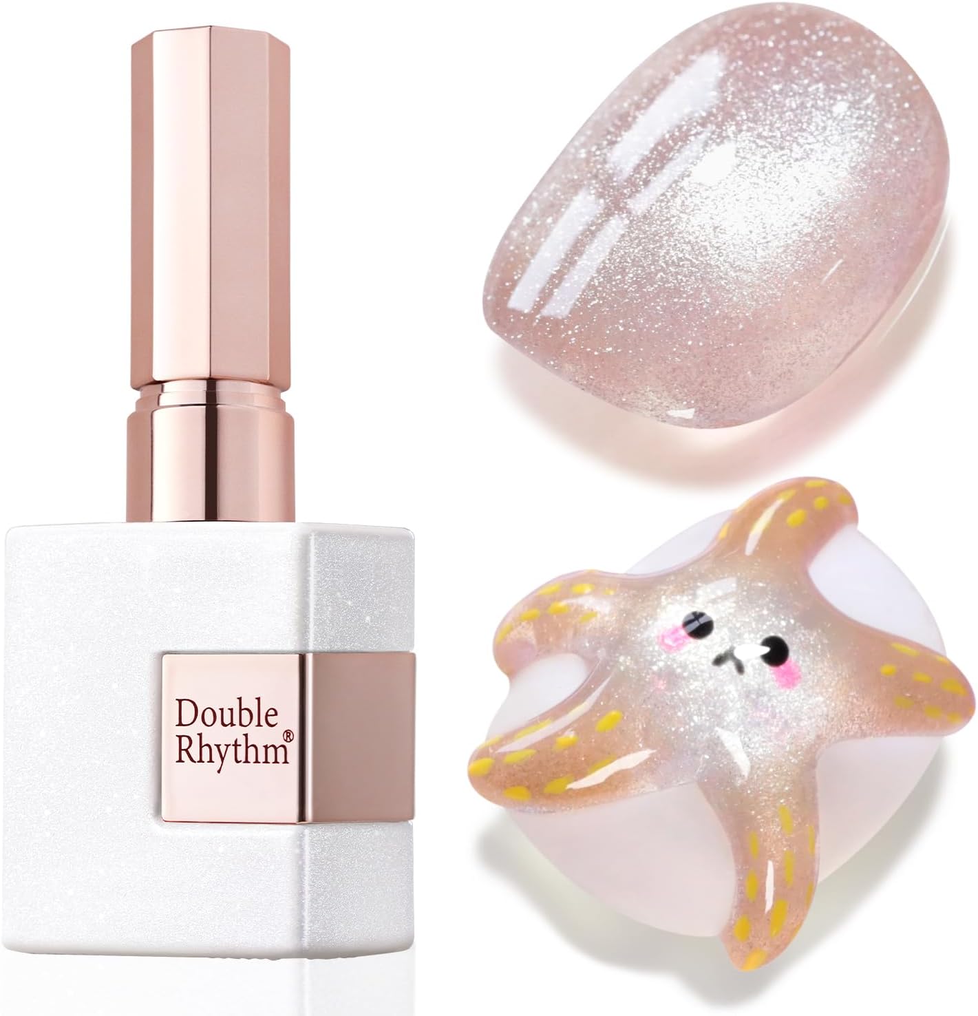 - Double Rhythm Cat Eye Gel Polish with Magnet 15ML Holographic Glitter Shimmer Translucent Jelly Color 0.5 OZ Magnetic Gel Polish Salon DIY at Home (Nude-MC1020)