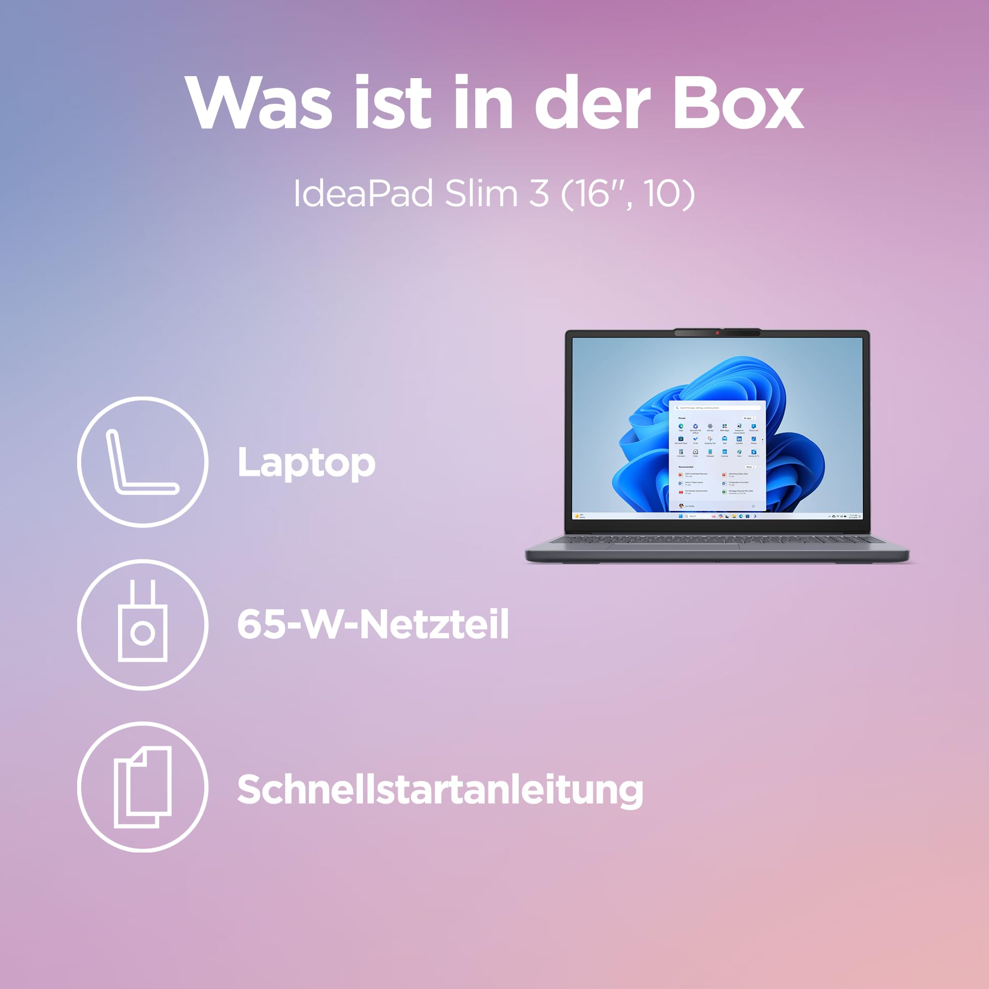 Lenovo IdeaPad Slim 3 Laptop 16" WUXGA AMD Ryzen 5 512GB SSD 16GB RAM AMD Radeon Windows 11 Luna Grau