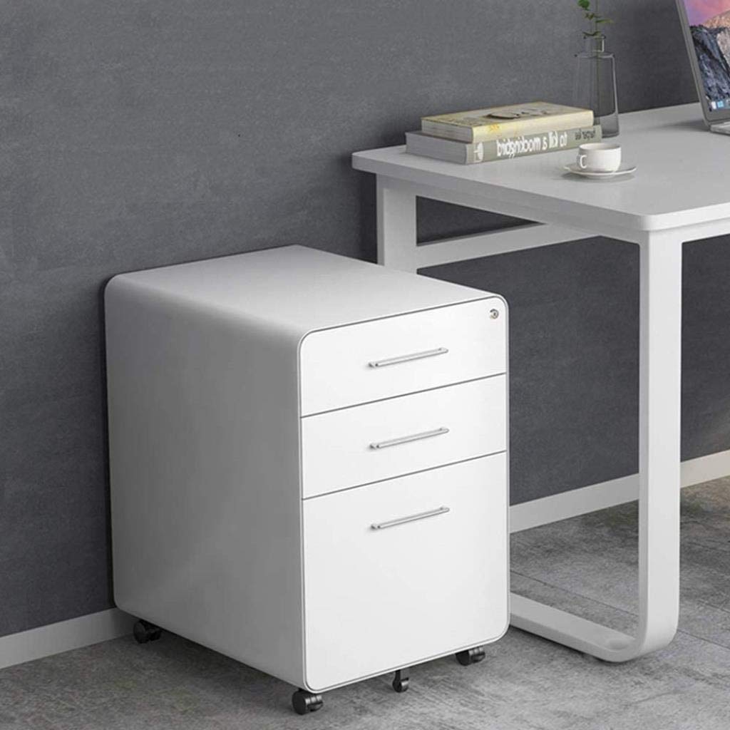 Office Cabinet Rolling Vertical File Cabinet Mobile File Management Storage Cabinet with Lock Vertical Multi-Drawer Assembly Drawer Cabinet Storage File Rack File Rack (60x50x40cm White)