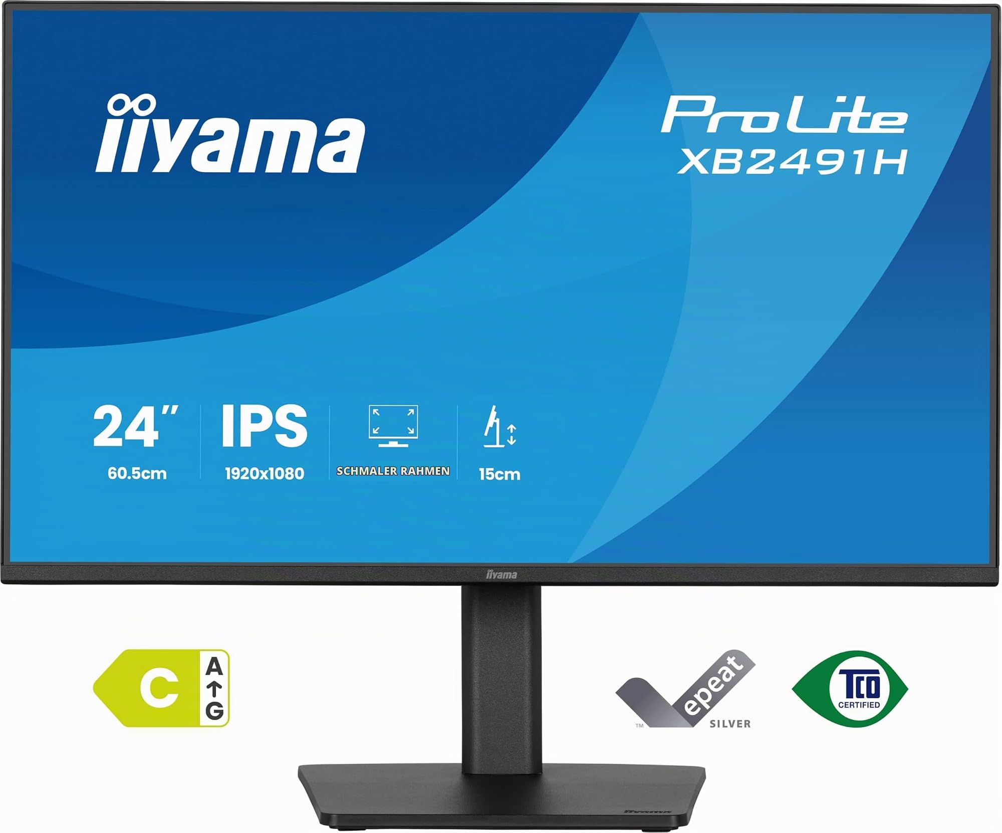 iiyama Prolite XB2491H-B1 60,5cm 24" IPS LED-Monitor Full-HD 120Hz HDMI DP Höhenverstellung Pivot Slim-Line Adaptive Sync Energieklasse C schwarz